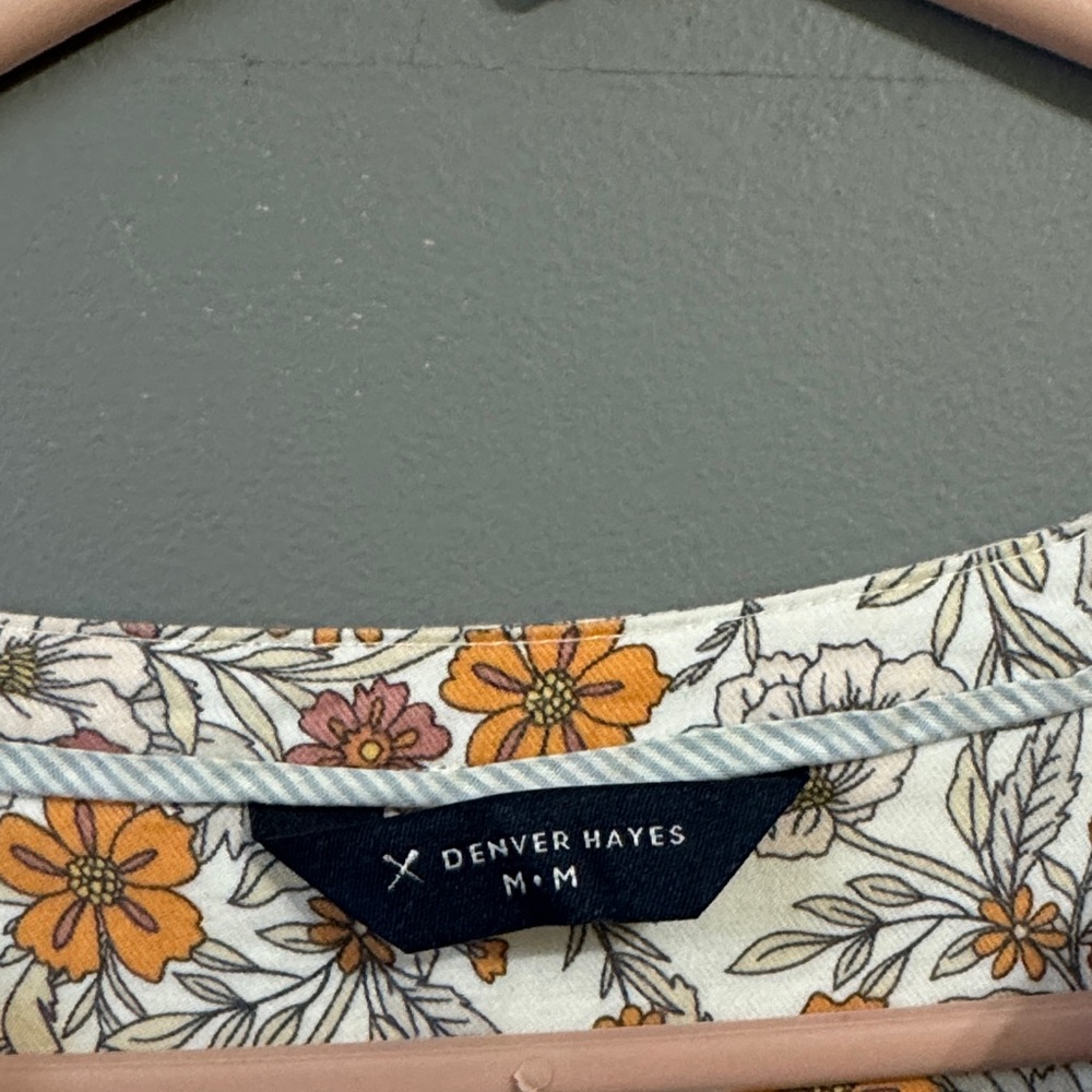 Denver Hayes Long Sleeve Floral Dress - Orange and Cream - Picture 2 of 4